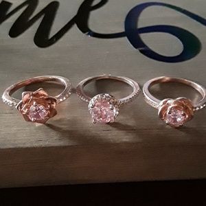 Pink CZ and rose gold rings
